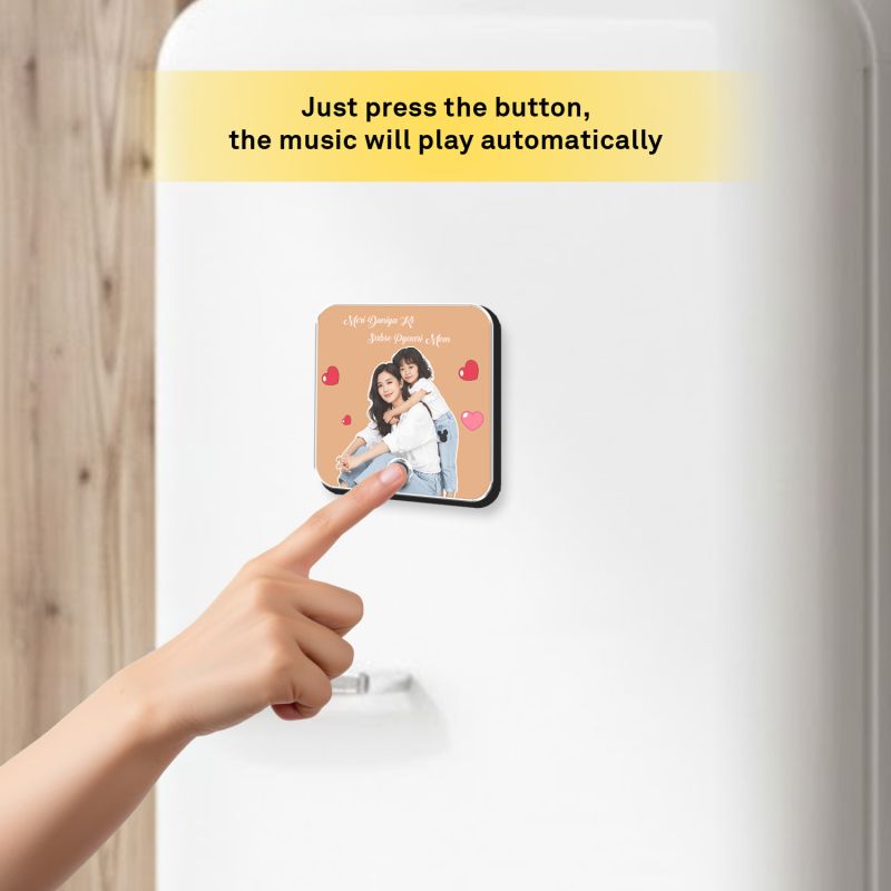 Personalized Photo Musical Fridge Magnet for Mom with Rechargeable Speaker